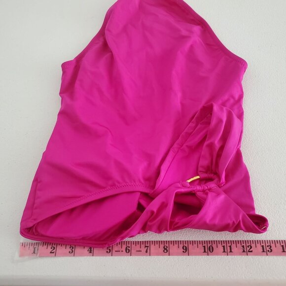 TRINA TURK Womens Getaway Solids One Shoulder One Piece Swimsuit Size8 Berry NWT - Picture 8 of 11